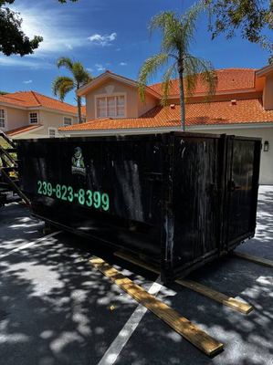 Residential dumpster rental at a Southwest Florida home